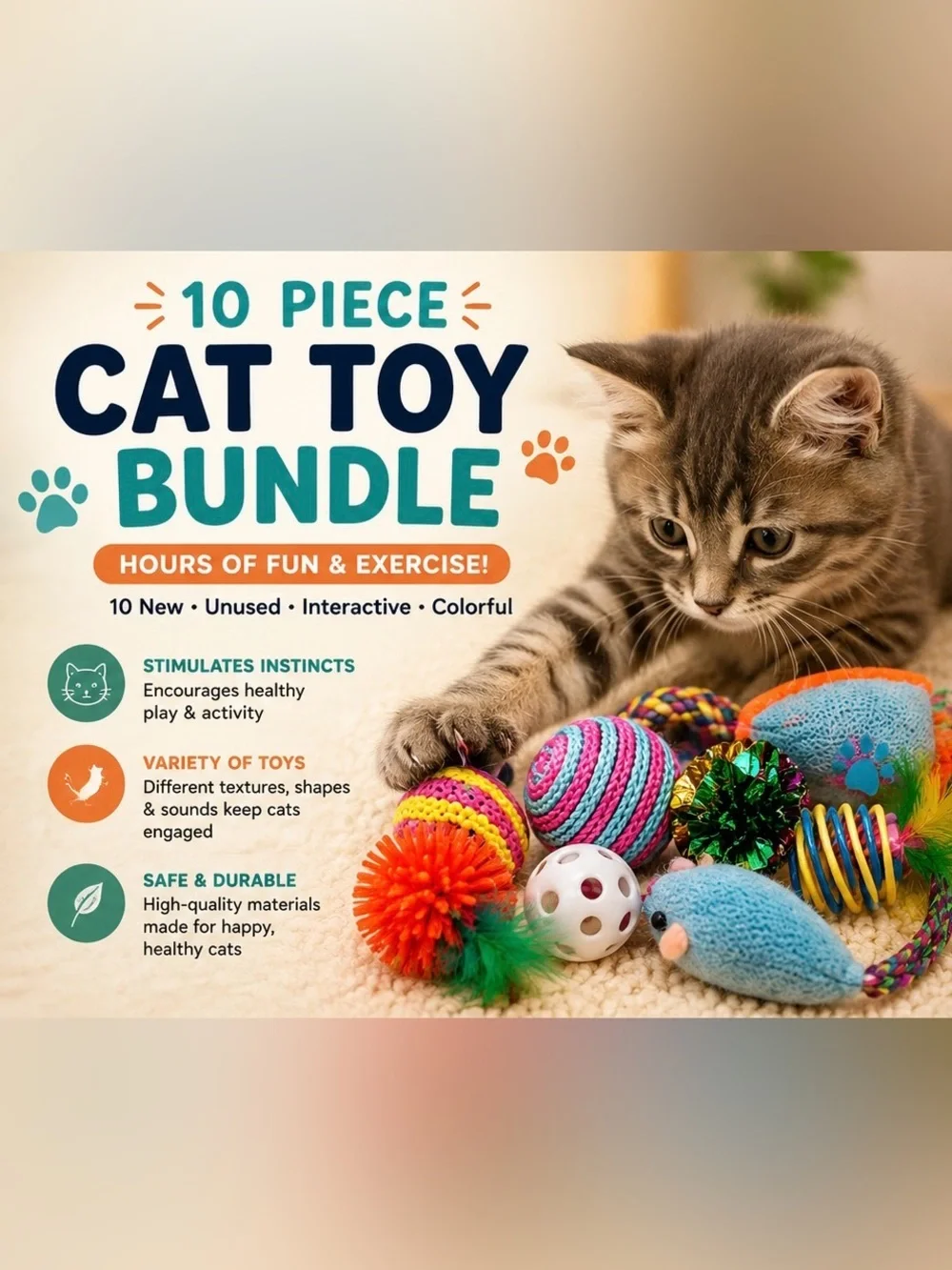 Cat Toy Bundle Lot of 10 New Unused Interactive Cat Toys
